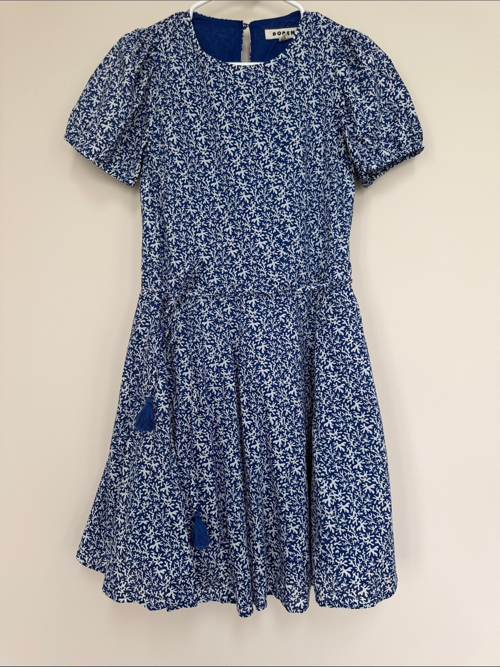 $30 Boden Navy and White Floral Tee-Waist Dress